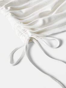 SHEIN 孕婦側抽繩T恤 - 白色 - 查看 6