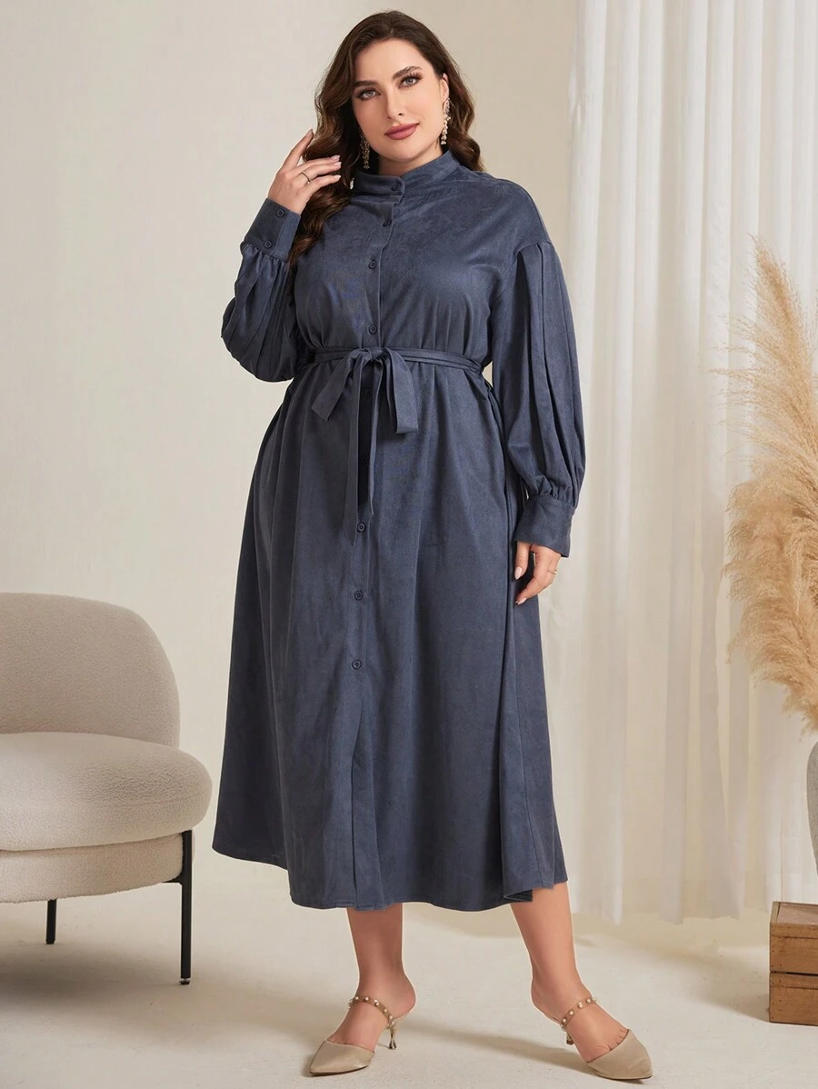 Mulvari Solid Color Plus Size Arabic Clothing