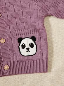 Baby (boy) Panda Pattern Cardigan - Purple - View 5