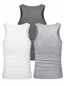 Manfinity 3 chiếc áo ba lỗ nam màu trơn - Nhiều màu - Xem 2