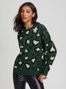SHEIN Unity Women'S Love Pattern Drop Shoulder Sweater - Multicolor - View 1