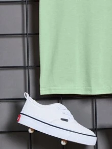 夏季圓領短袖休閒 'young Boy' 字母印花t恤 - 薄荷綠 - 查看 4