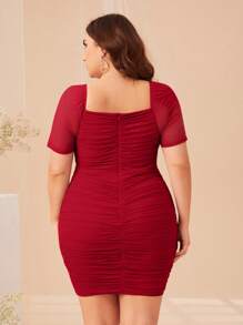 SHEIN Clasi Vestido De Talla Grande - Rojo - Ver 2