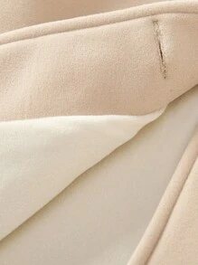 Đứa bé gái Nút phía trước Tương phản Ruffle Hem Áo khoác - Màu be - Xem 5