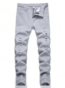 Boys' Ripped Jeans For Big Kids - Light Grey - View 1