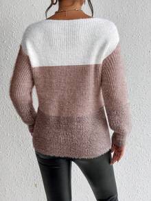 SHEIN Essnce Khối màu lông tơ Áo len Oversized Với Đôi vai - Nhiều màu - Xem 2