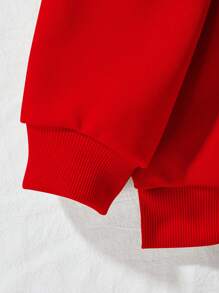 SHEIN EZwear 女士纯色圆领卫衣，适合毕业季、返校季、教师节等场合，秋季返校套头衫 - 紅色 - 查看 6