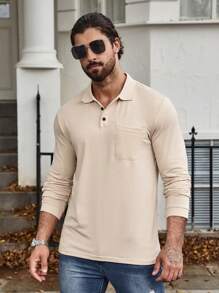 Manfinity Homme Men's Solid Color Polo Shirt - Grey - View 4