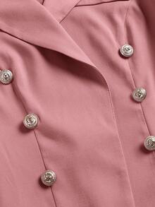 SHEIN Privé Plus Lapel Neck Double Breasted Blazer - Pink - View 4