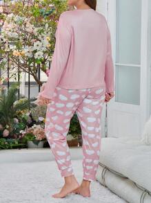 Conjunto De Pijama Plus Size Cloud Print