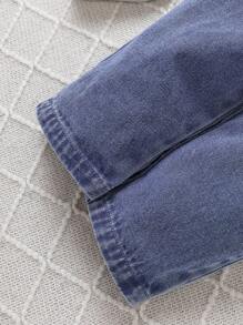 Ensemble T-shirt Côtelé Et Salopette En Jean Pour Bébés Garçons