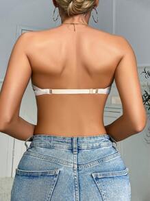 實心自粘無肩帶胸罩 - 杏色 - 查看 2