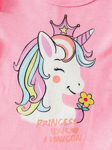 Baby Girl Unicorn Ruffle Detail Top And Gradient Leggings Fall/winter Set - Multicolor - View 8