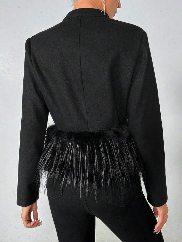 Patchwork Short Woolen Coat