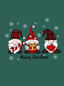 SHEIN EZwear Áo hoodie dây rút in họa tiết Giáng sinh cho nữ có lót nhiệt - màu xanh lá - Xem 6