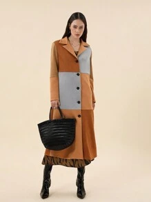 SHEIN Privé Khối màu Nút phía trước áo - Nhiều màu - Xem 4