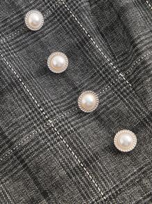 SHEIN DECDS Của phụ nữ Kẻ sọc Tay áo lồng đèn Khối màu Babydoll Vòng cổ Đầm Với Trang trí ren Nút Chi tiết - Nhiều màu - Xem 10