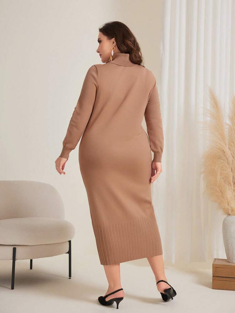 Plus Size Women's High Neck Sweater Dress
