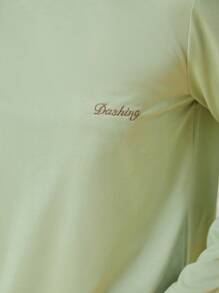 Casual Regular Sleeve Letter Print Round Neck Baby Blue Pajama Pant Set For Women With Pocket Details And Slight Stretch Fabric