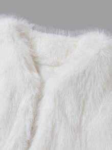 SHEIN ICON 假皮草外套(假毛) - 白色 - 查看 3