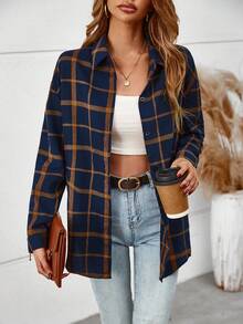 Chiquease Plaid Turn-down Collar Women's Long Sleeve Shirt - Multicolor - View 3