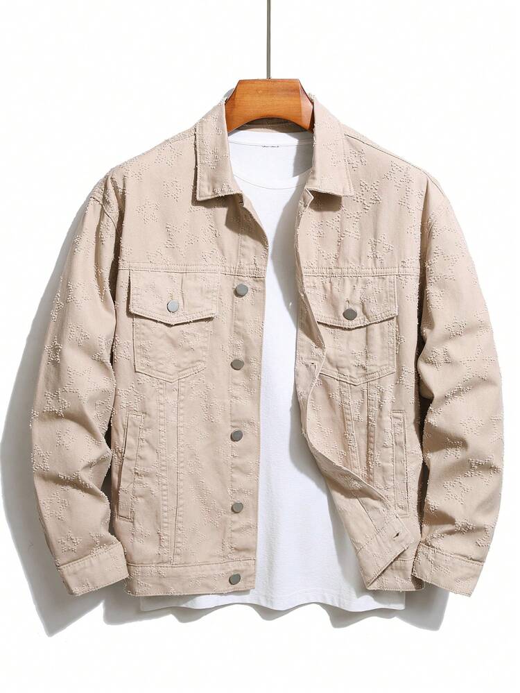 Loose Fit Men's Denim Jacket With Flip Pockets