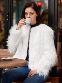 SHEIN Frenchy 女性純色夾克 - 白色 - 查看 1