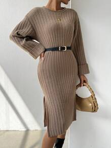 SHEIN LUNE 洋裝 - 卡其色 - 查看 3