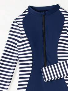 Swim Mulvari 女式無環連身泳衣隨機印花三件式 - 藏蓝色 - 查看 5