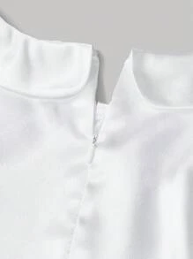 SHEIN MOD Peter Pan Collar Lantern Sleeve Dress - White - View 4