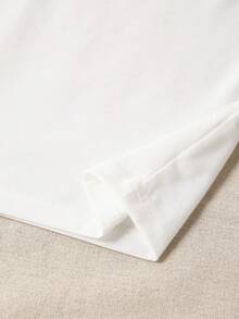 SHEIN EZwear 標語圖案T恤 - 白色 - 查看 3