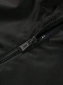 Manfinity Homme 男裝拉鍊前扣綁帶帽夾克 - 黑色 - 查看 6