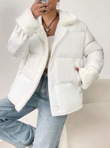 SHEIN EZwear Của phụ nữ áo Với Vá lại - trắng - Xem 4