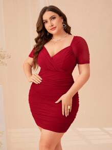 SHEIN Clasi Vestido De Talla Grande - Rojo - Ver 3