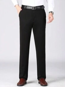 Manfinity Mode Men's Solid Color Pocket Dress Pants - Black - View 2
