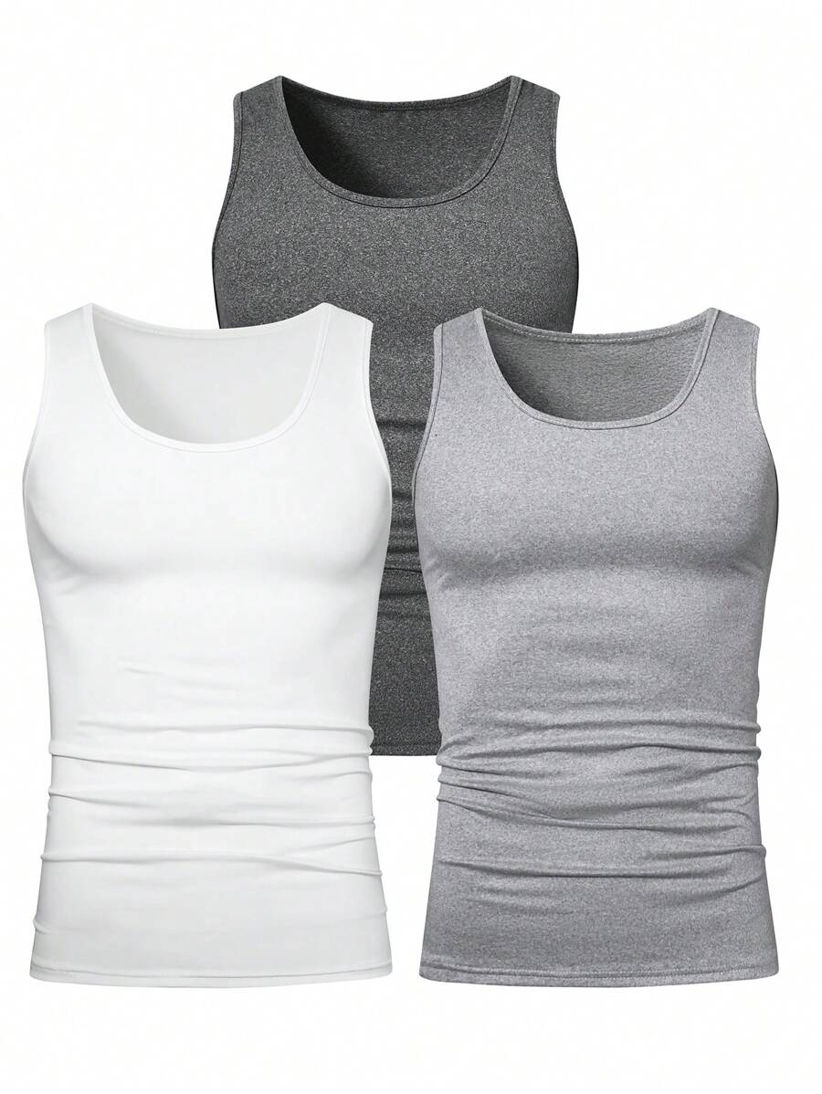 Manfinity 3 chiếc áo ba lỗ nam màu trơn - Nhiều màu - Xem 1