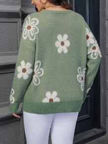 Calvaya 大碼針織開衫毛衣 - 綠色 - 查看 2