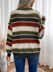 SHEIN Essnce Khối màu Vòng cổ Áo len Với Thả vai Tay áo - Nhiều màu - Xem 2