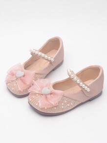 1pair Children's Flat Shoes, Popular Pink Shoes For Girls - Pink - View 3