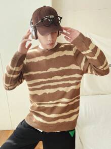 Manfinity Hypemode Men's Round Neck Striped Long Sleeve Sweater - Multicolor - View 6