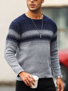 Manfinity Homme Men Color Block Raglan Sleeve Sweater - Grey - View 6