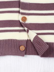 Em bé ( Con trai ) Single-breasted Sọc Áo chui đầu Áo len Mở - Màu tím - Xem 5