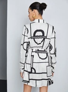 BizChic Của phụ nữ Mẫu sọc Đầm - Màu be - Xem 2