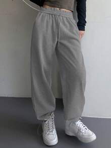 DAZY Quần thể thao nữ cạp chun co giãn - Màu Xám nhạt - Xem 5