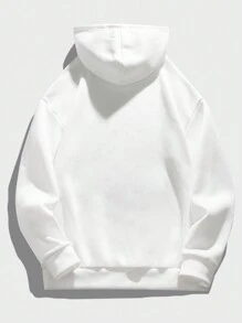 男士卡通图案落肩连帽衫（不含 T 恤），适合万圣节 - 白色 - 查看 2