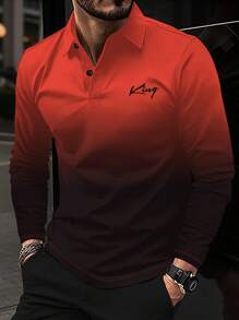 Manfinity Homme 男士字母圖案漸層POLO衫 - 彩色 - 查看 1