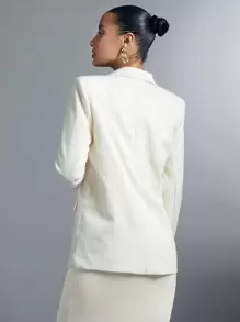 SHEIN BAE 雙排釦西裝領西裝外套 - 白色 - 查看 2