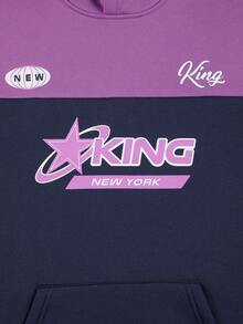 Manfinity LEGND Nam Áo nỉ có mũ Với In thư - Màu tím - Xem 5