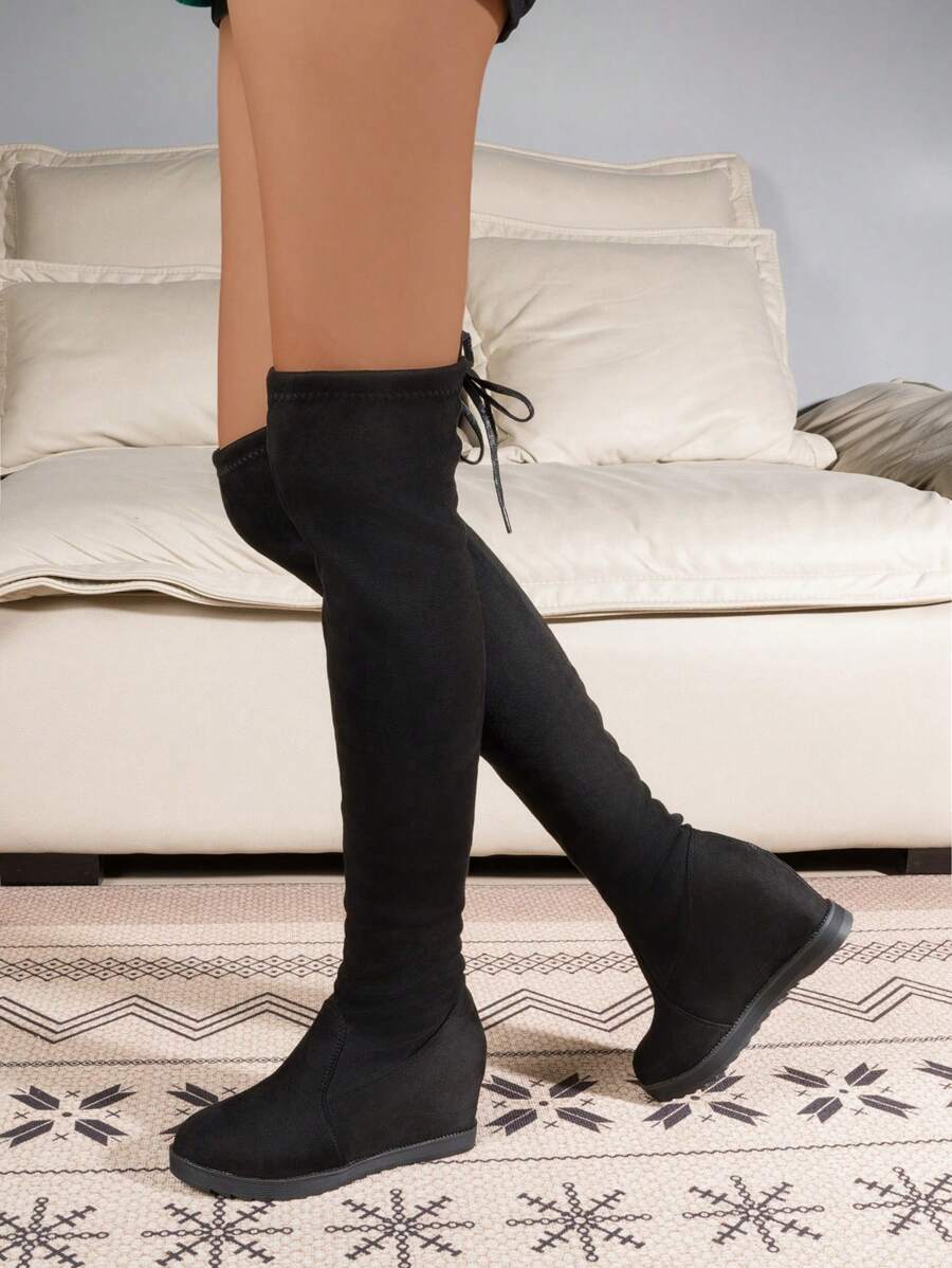 Plus Size Women's Hidden Wedge Thicken Fleece Lining OverTheKnee