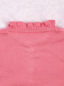 Baby Girls' Geometric Jacquard Frill Hem Sweater Set - Pink - View 4